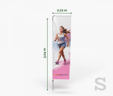Bandera de playa de aluminio Quadratic S - Fan Zone  | Window2Print