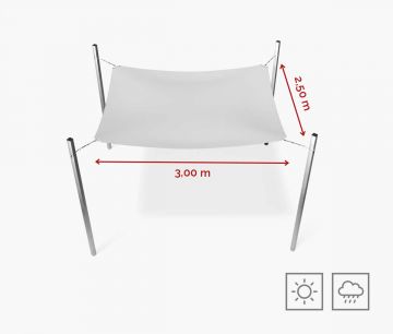 Toldo vela rectangular 300 x 250 cm - hidrófugo - blanco