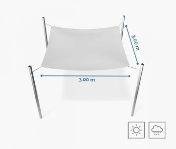 Toldo vela rectangular 300 x 300 cm - hidrófugo - blanco
