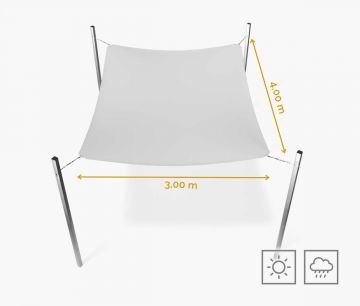 Toldo vela rectangular 300 x 400 cm - hidrófugo - blanco