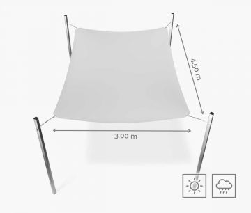 Toldo vela rectangular 300 x 450 cm - hidrófugo - blanco
