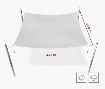 Toldo vela rectangular 400 x 400 cm - hidrófugo - blanco