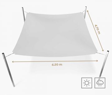 Toldo vela rectangular 420 x 470 cm - hidrófugo - blanco